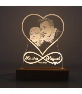 Lámpara led personalizada - Mod. CORAZÓN CON FOTO E INFINITO