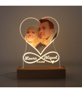 Lámpara led personalizada con FOTO A COLOR - Mod. CORAZÓN E INFINITO