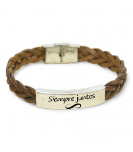 Pulsera CUERO TRENZADO MARRÓN - SIEMPRE JUNTOS